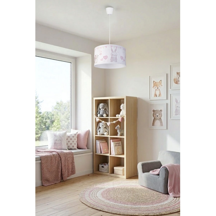 Brilagi - LED Dětský lustr na lanku BOBO 1xE27/60W/230V pr. 35 cm bílá/zvířátka