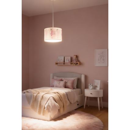 BRILAGI - LED Dětský lustr na lanku BOBO 1xE27/60W/230V pr. 35 cm růžová/baletky