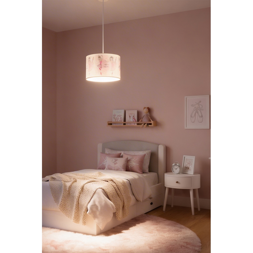 BRILAGI - LED Dětský lustr na lanku BOBO 1xE27/60W/230V pr. 35 cm růžová/baletky