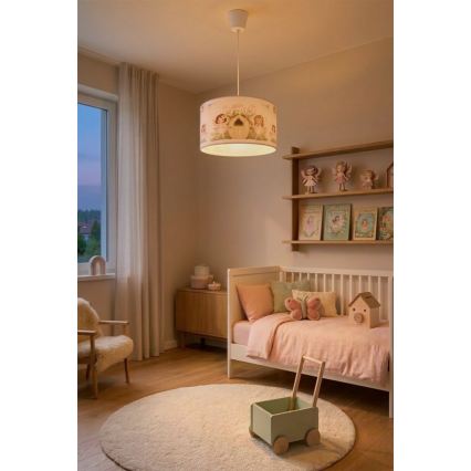 Brilagi - LED Dětský lustr na lanku BOBO 1xE27/60W/230V pr. 35 cm růžová/víly