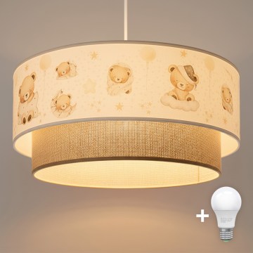 Brilagi - LED Dětský lustr na lanku BOBO 1xE27/60W/230V pr. 40 cm bílá/béžová/medvídci