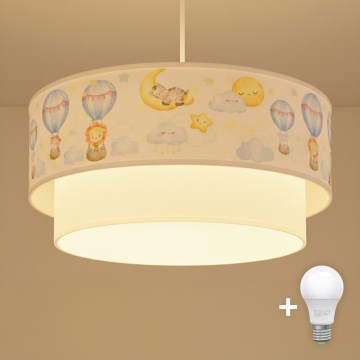 Brilagi - LED Dětský lustr na lanku BOBO 1xE27/60W/230V pr. 40 cm bílá/béžová/zvířátka