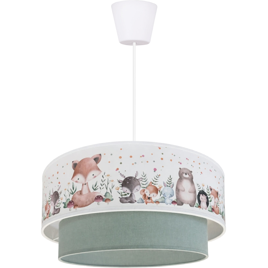 Brilagi- LED Dětský lustr na lanku BOBO 1xE27/60W/230V pr. 40 cm bílá/zel./zvíř.