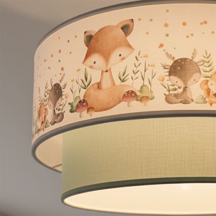 Brilagi- LED Dětský lustr na lanku BOBO 1xE27/60W/230V pr. 40 cm bílá/zel./zvíř.