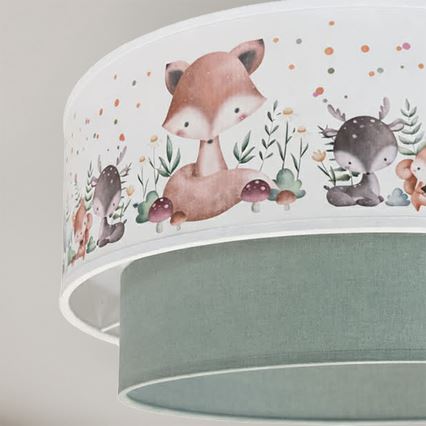 Brilagi- LED Dětský lustr na lanku BOBO 1xE27/60W/230V pr. 40 cm bílá/zel./zvíř.