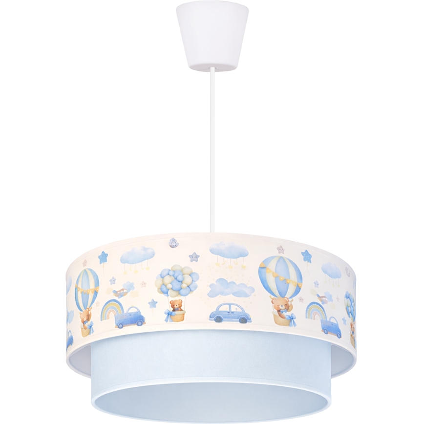 Brilagi-LED Dětský lustr na lanku BOBO 1xE27/60W/230V pr.40 cm krém./modrá/medv.