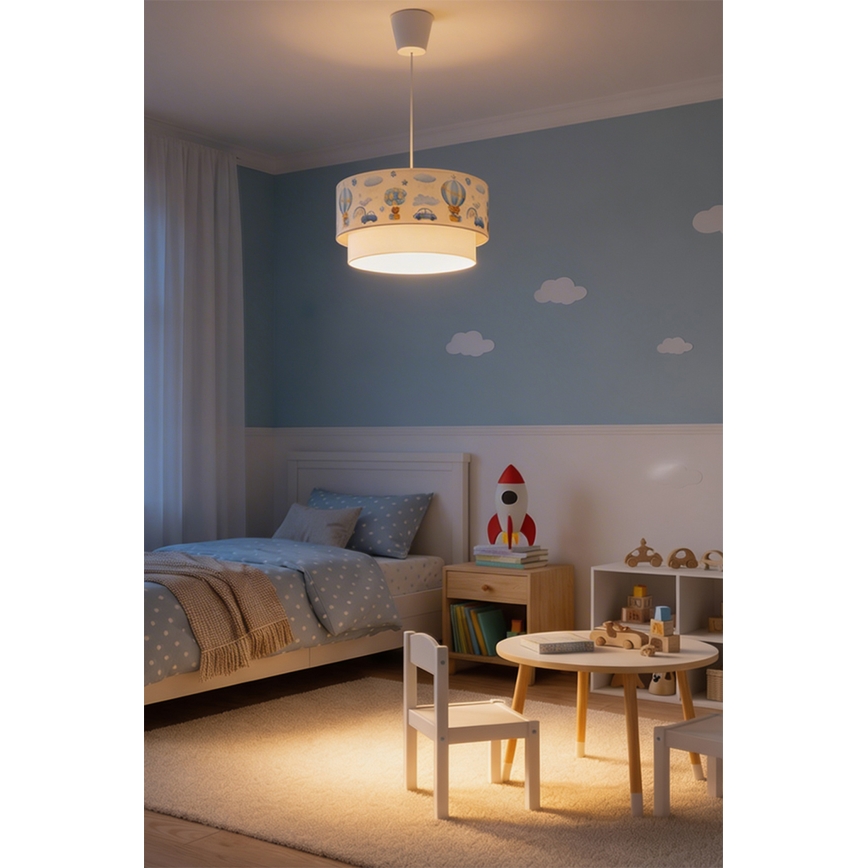 Brilagi-LED Dětský lustr na lanku BOBO 1xE27/60W/230V pr.40 cm krém./modrá/medv.