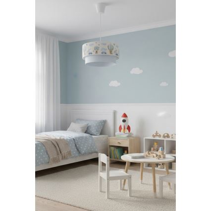 Brilagi-LED Dětský lustr na lanku BOBO 1xE27/60W/230V pr.40 cm krém./modrá/medv.