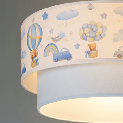 Brilagi-LED Dětský lustr na lanku BOBO 1xE27/60W/230V pr.40 cm krém./modrá/medv.