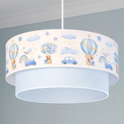 Brilagi-LED Dětský lustr na lanku BOBO 1xE27/60W/230V pr.40 cm krém./modrá/medv.