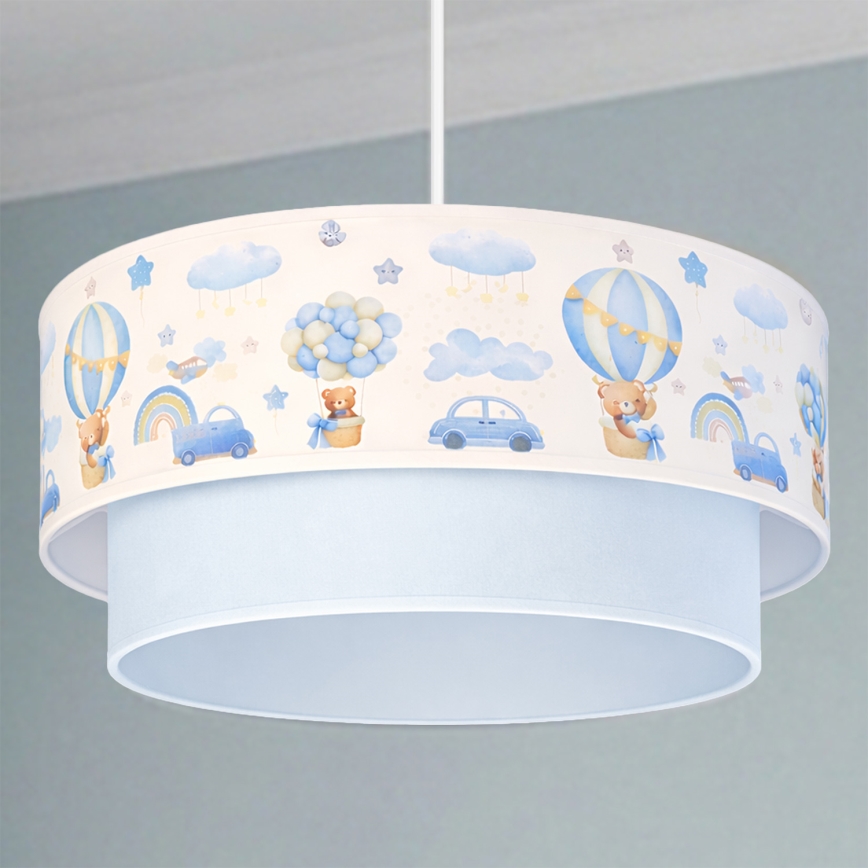 Brilagi-LED Dětský lustr na lanku BOBO 1xE27/60W/230V pr.40 cm krém./modrá/medv.
