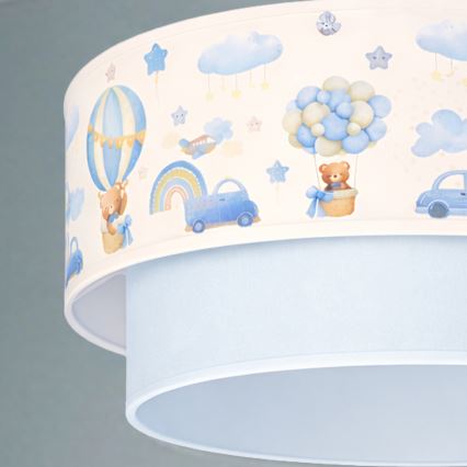 Brilagi-LED Dětský lustr na lanku BOBO 1xE27/60W/230V pr.40 cm krém./modrá/medv.