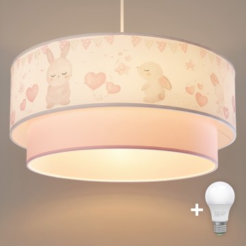 Brilagi- LED Dětský lustr na lanku BOBO 1xE27/60W/230V pr.40 cm krém./růž./král.
