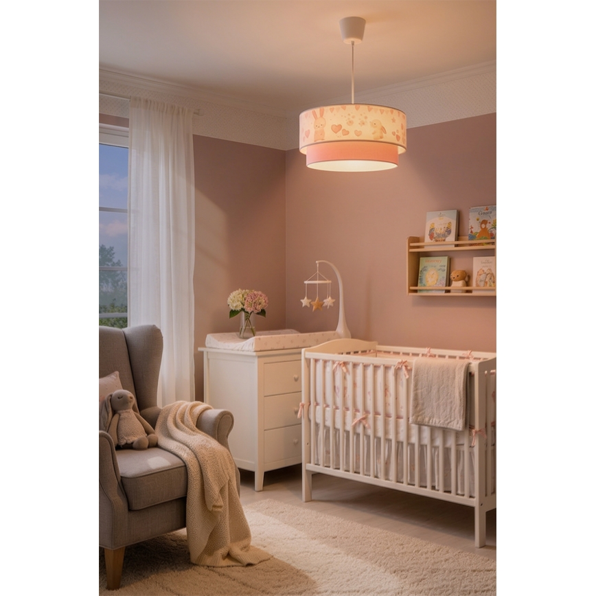 Brilagi - LED Dětský lustr na lanku BOBO 1xE27/60W/230V pr. 40 cm krémová/růžová/králíčci