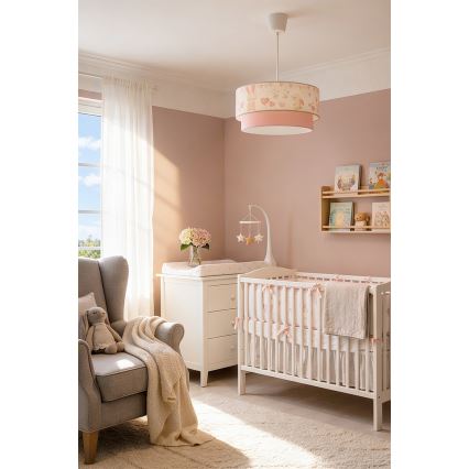 Brilagi - LED Dětský lustr na lanku BOBO 1xE27/60W/230V pr. 40 cm krémová/růžová/králíčci
