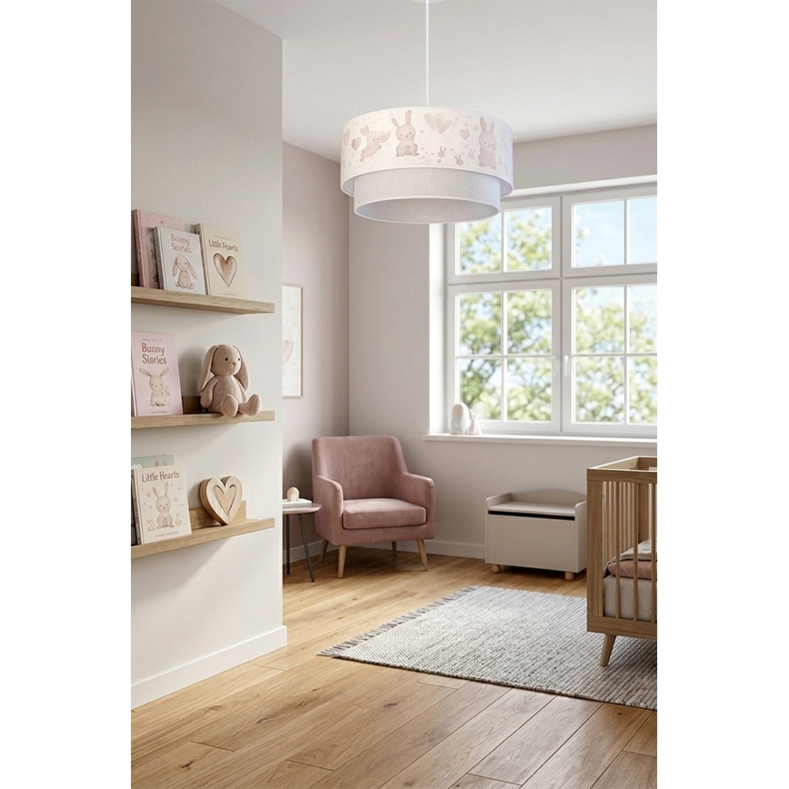 Brilagi - LED Dětský lustr na lanku BOBO 1xE27/60W/230V pr. 40 cm krémová/šedá/králíčci
