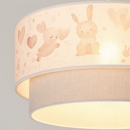 Brilagi - LED Dětský lustr na lanku BOBO 1xE27/60W/230V pr. 40 cm krémová/šedá/králíčci