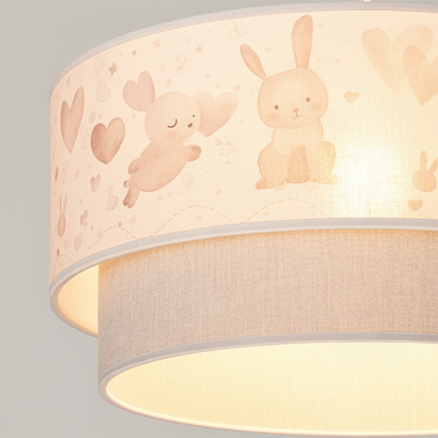 Brilagi - LED Dětský lustr na lanku BOBO 1xE27/60W/230V pr. 40 cm krémová/šedá/králíčci
