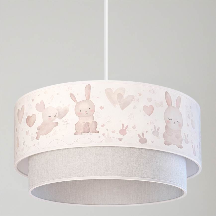 Brilagi - LED Dětský lustr na lanku BOBO 1xE27/60W/230V pr. 40 cm krémová/šedá/králíčci