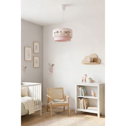 Brilagi - LED Dětský lustr na lanku BOBO 1xE27/60W/230V pr. 40 cm růžová/víly
