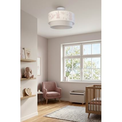 Brilagi - LED Dětský přisazený lustr BOBO 1xE27/10W/230V pr. 40 cm krémová/šedá/králíčci