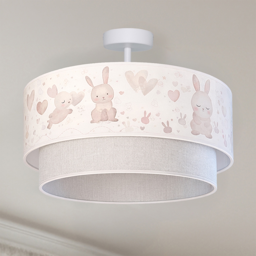 Brilagi - LED Dětský přisazený lustr BOBO 1xE27/10W/230V pr. 40 cm krémová/šedá/králíčci