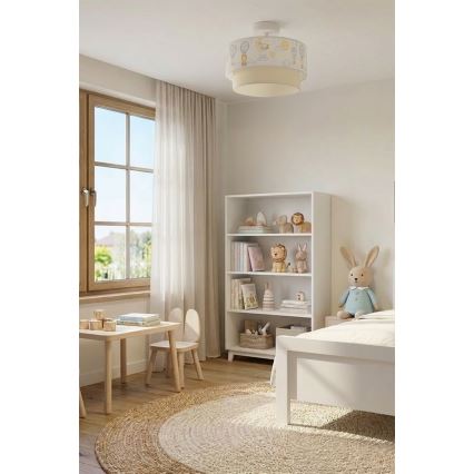Brilagi - LED Dětský přisazený lustr BOBO 1xE27/60W/230V pr. 40 cm bílá/béžová/zvířátka