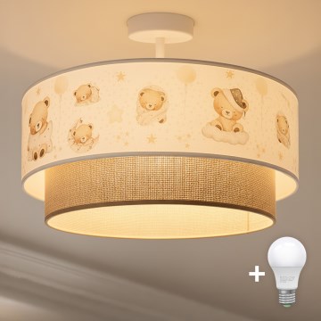 Brilagi - LED Dětský přisazený lustr BOBO 1xE27/60W/230V pr. 40 cm bílá/béžová/medvídci