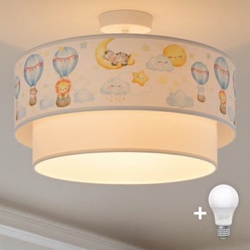 Brilagi - LED Dětský přisazený lustr BOBO 1xE27/60W/230V pr. 40 cm bílá/béžová/zvířátka