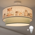 Brilagi-LED Dětský přisazený lustr BOBO 1xE27/60W/230V pr. 40 cm bílá/zel./zvíř.