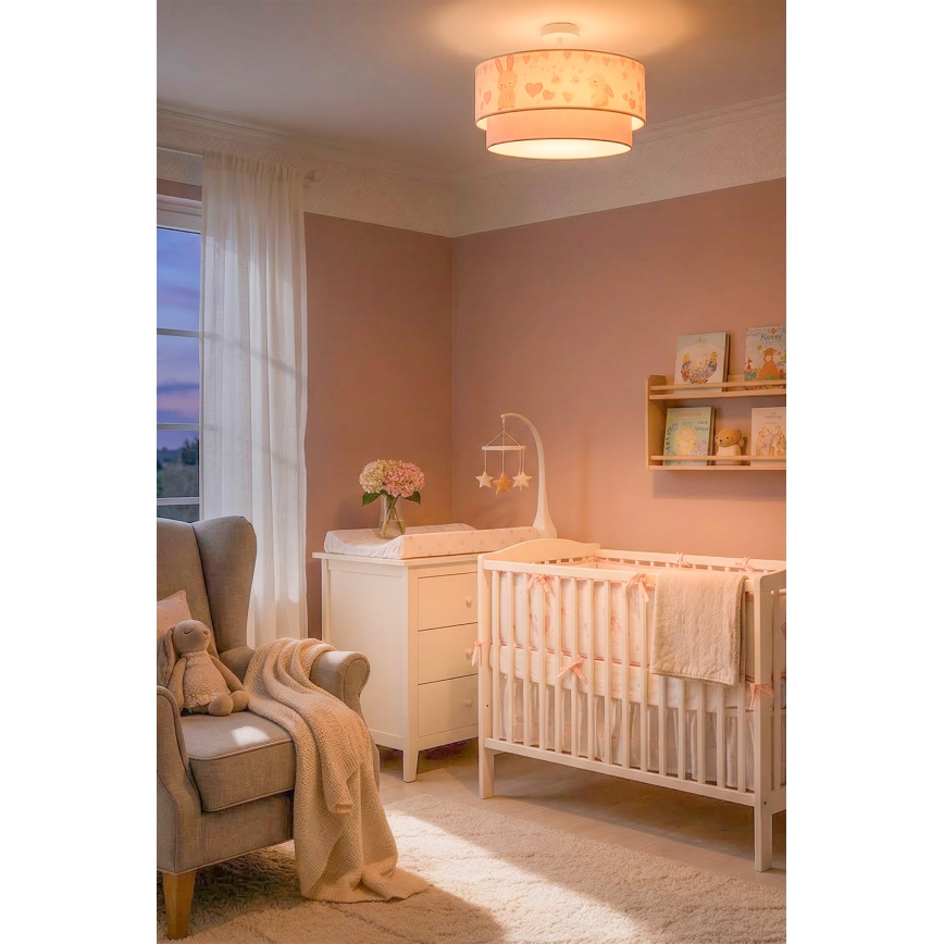 Brilagi-LED Dětský přisazený lustr BOBO 1xE27/60W/230V pr.40 cm krém./růž./král.