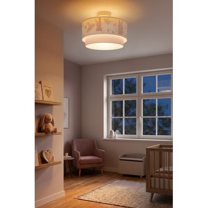 Brilagi - LED Dětský přisazený lustr BOBO 1xE27/60W/230V pr. 40 cm krémová/šedá/králíčci