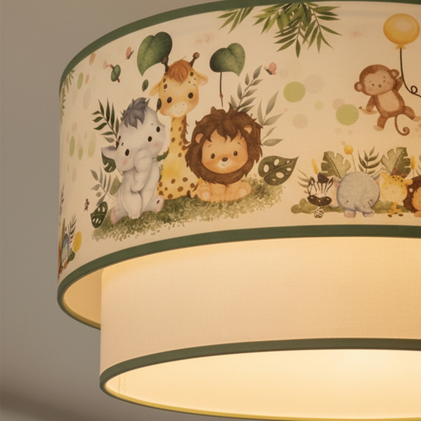 Brilagi-LED Dětský přisazený lustr BOBO 1xE27/60W/230V pr.40 cm krém./zel./džun.