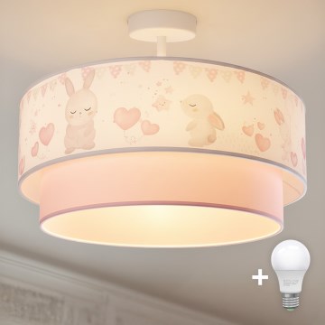 Brilagi - LED Dětský přisazený lustr BOBO 1xE27/60W/230V pr. 40 cm krémová/růžová/králíčci