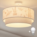Brilagi - LED Dětský přisazený lustr BOBO 1xE27/60W/230V pr. 40 cm krémová/šedá/králíčci
