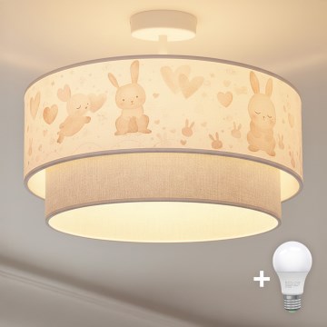 Brilagi - LED Dětský přisazený lustr BOBO 1xE27/60W/230V pr. 40 cm krémová/šedá/králíčci