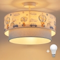 Brilagi-LED Dětský přisazený lustr BOBO 1xE27/60W/230V pr.40cm krém./modrá/medv.