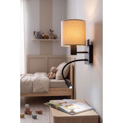 Brilagi - LED Flexibilní nástěnná lampa BOBO 1xE27/25W/230V + LED/3W černá/béžová/puntíky