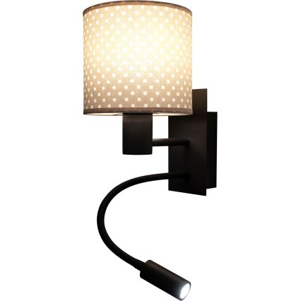 Brilagi - LED Flexibilní nástěnná lampa BOBO 1xE27/25W/230V + LED/3W černá/béžová/puntíky