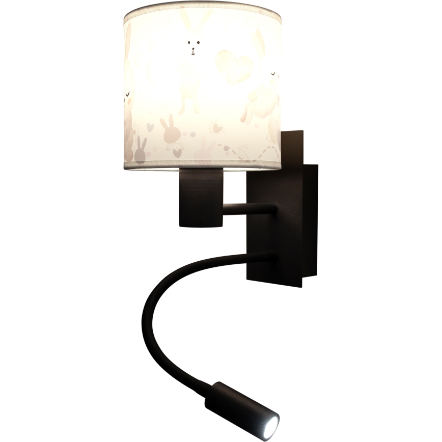 Brilagi - LED Dětská flexibilní nástěnná lampa BOBO 1xE27/25W/230V + LED/3W černá/bílá/králíčci
