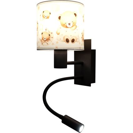 Brilagi - LED Dětská flexibilní nástěnná lampa BOBO 1xE27/25W/230V + LED/3W černá/bílá/medvídci