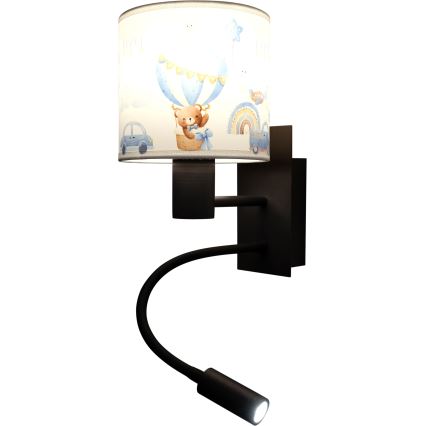 Brilagi - LED Dětská flexibilní nástěnná lampa BOBO 1xE27/25W/230V + LED/3W černá/bílá/modrá/medvídci