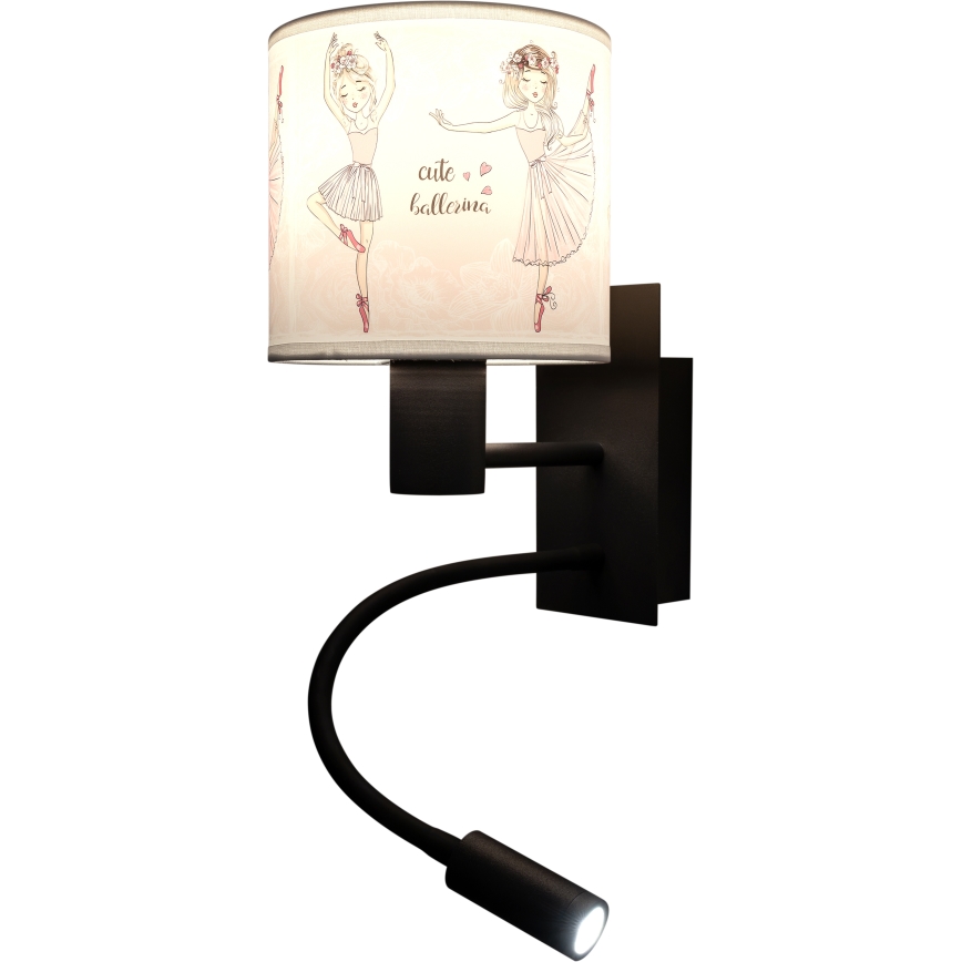 Brilagi - LED Dětská flexibilní nástěnná lampa BOBO 1xE27/25W/230V + LED/3W černá/bílá/růžová/baletky