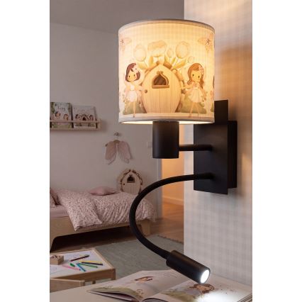 Brilagi - LED Dětská flexibilní nástěnná lampa BOBO 1xE27/25W/230V + LED/3W černá/bílá/růžová/víly