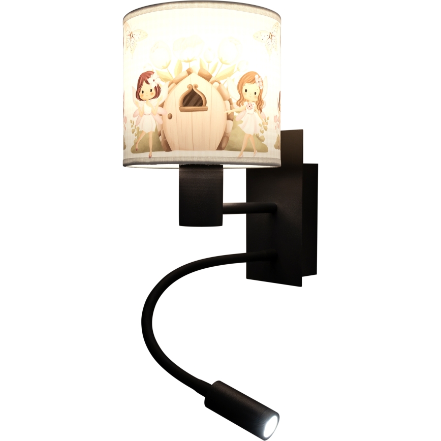 Brilagi - LED Dětská flexibilní nástěnná lampa BOBO 1xE27/25W/230V + LED/3W černá/bílá/růžová/víly