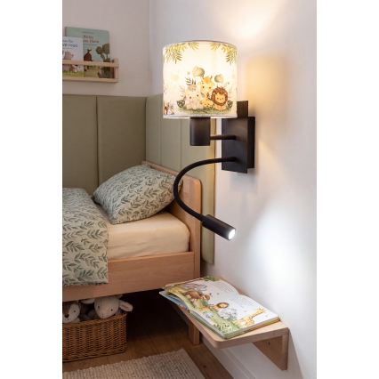 Brilagi - LED Dětská flexibilní nástěnná lampa BOBO 1xE27/25W/230V + LED/3W černá/bílá/zelená/džungle