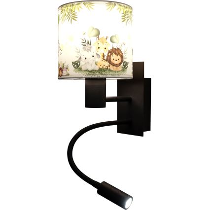 Brilagi - LED Dětská flexibilní nástěnná lampa BOBO 1xE27/25W/230V + LED/3W černá/bílá/zelená/džungle
