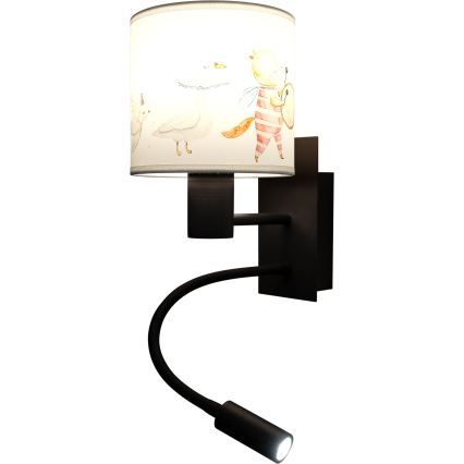 Brilagi - LED Dětská flexibilní nástěnná lampa BOBO 1xE27/25W/230V + LED/3W černá/bílá/zvířátka