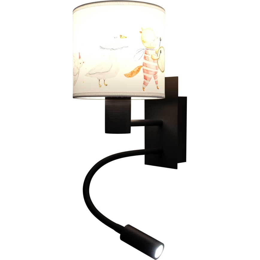 Brilagi - LED Dětská flexibilní nástěnná lampa BOBO 1xE27/25W/230V + LED/3W černá/bílá/zvířátka