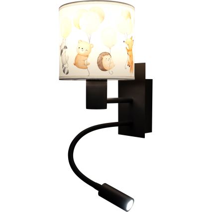 Brilagi - LED Dětská flexibilní nástěnná lampa BOBO 1xE27/25W/230V + LED/3W černá/bílá/zvířátka